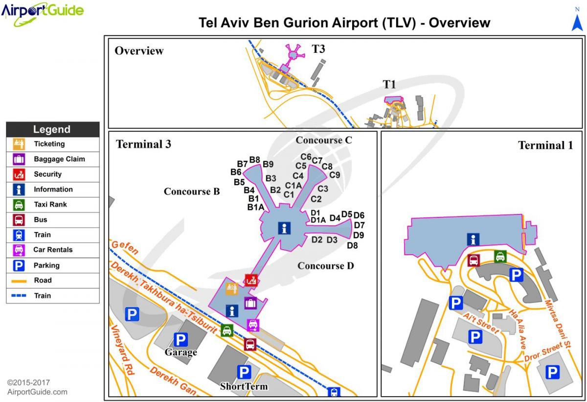 ben gurion airport terminal 3 arată hartă