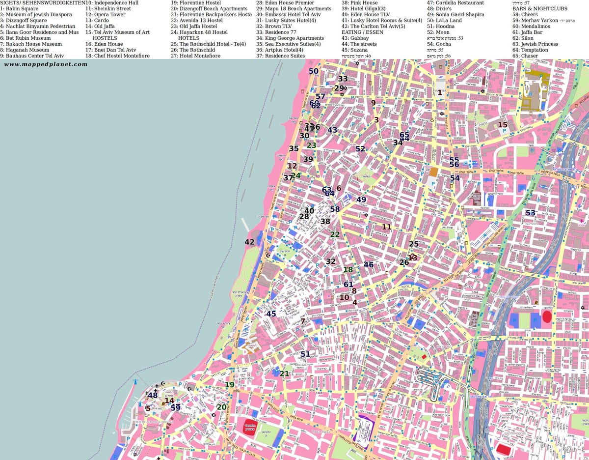 harta strada shenkin Tel Aviv