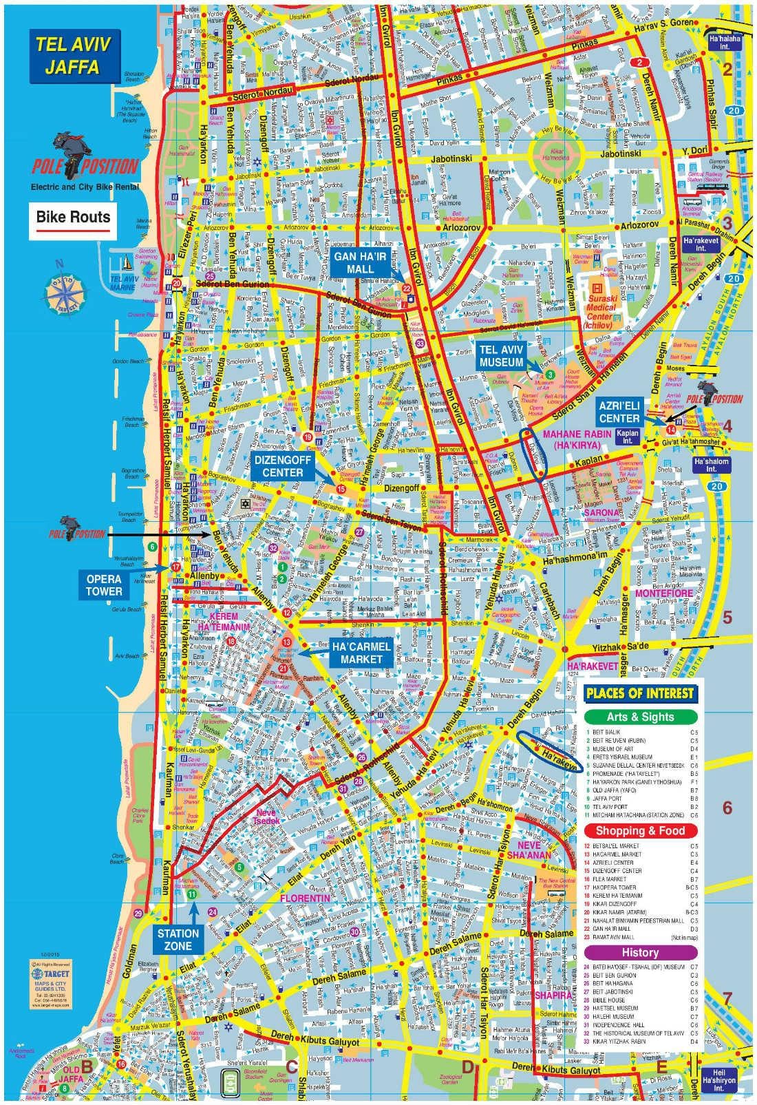 harta Tel Aviv bicicleta