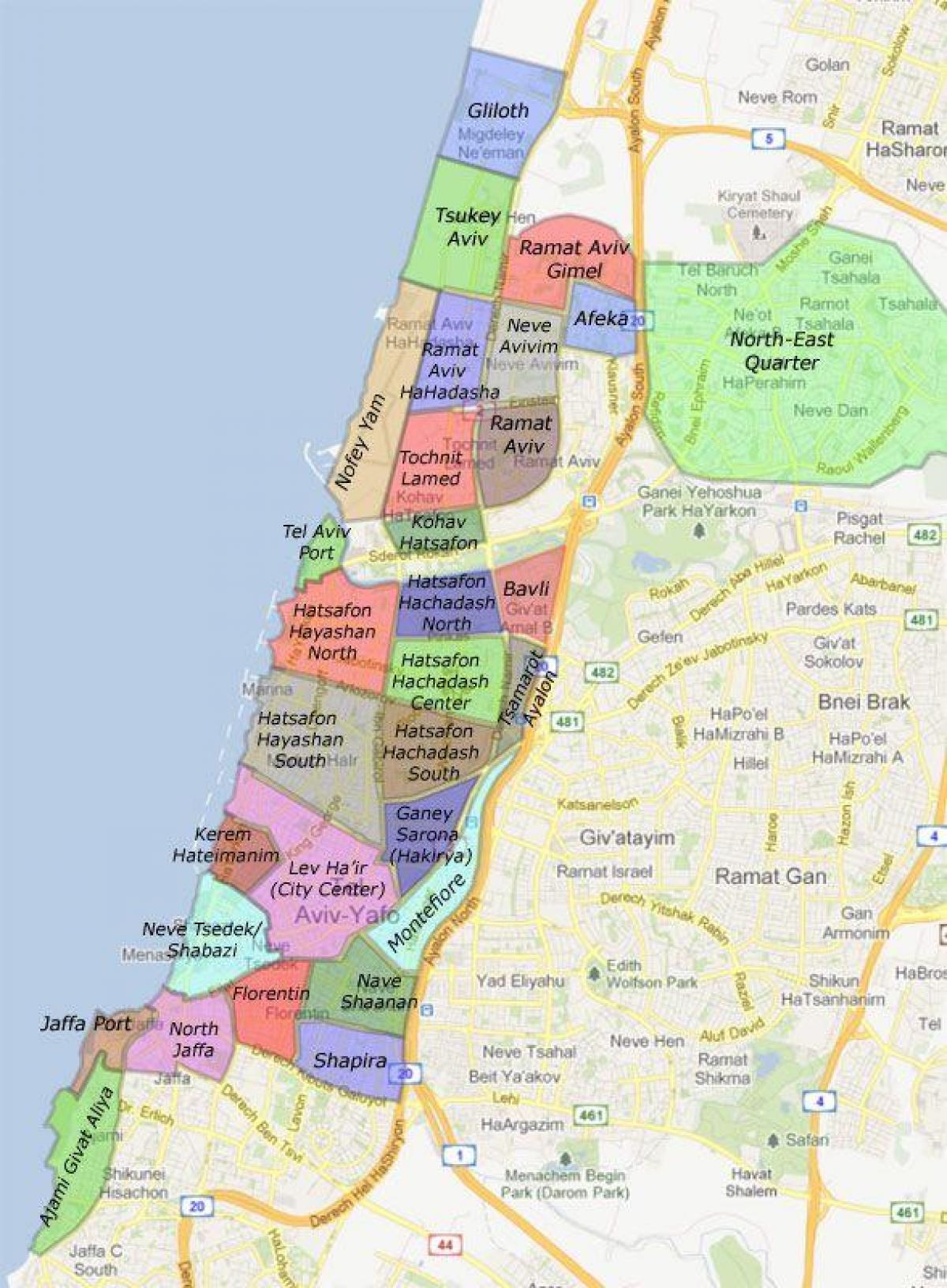 Tel Aviv cartiere hartă