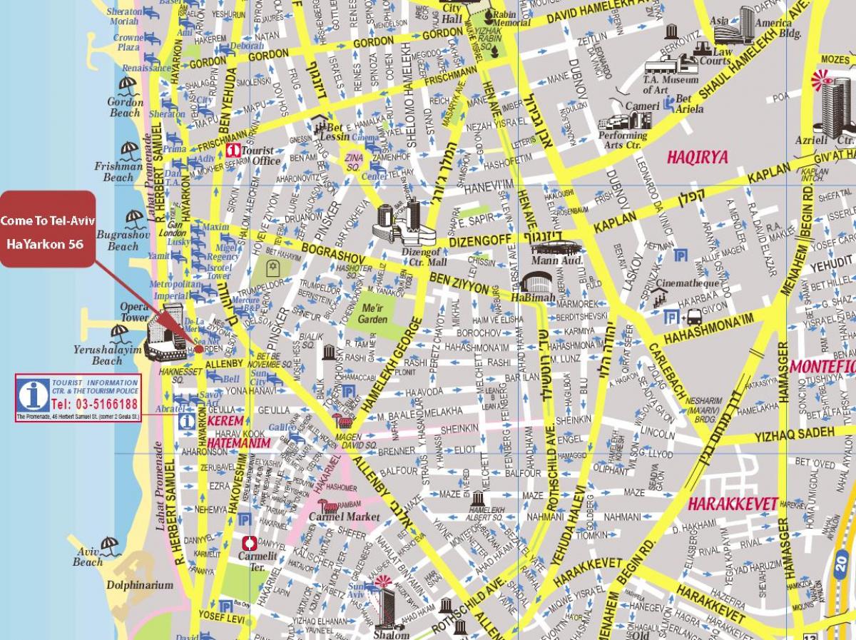 harta Tel Aviv tur de mers pe jos